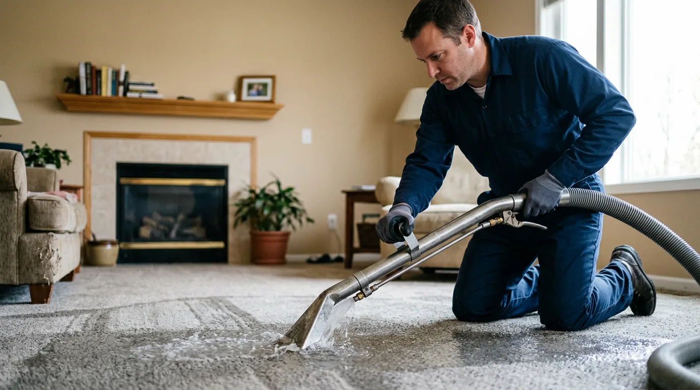 Water damage restoration technician working near Arcadia, PA